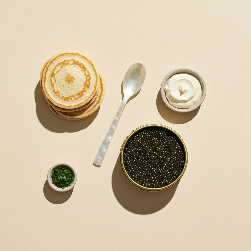 The Bump Kit: chilled tin of caviar, mother-of-pearl spoon, blinis, and crème fraîche